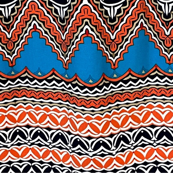LAUNDRY by SHELLI SEGAL Aztec Shift Dress‎ Size L Mandarin Red Multi Liquid Knit - Picture 10 of 16